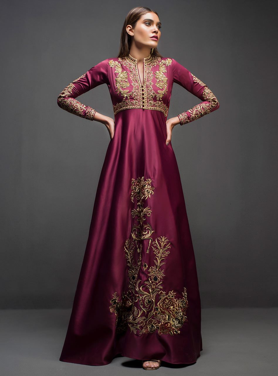 Zainab Chottani | Semi Formals | MAROON GOWN - Pakistani Designer Dress - by Zainab Chottani | Type: Ladies Clothes - 100% Original at Saira Sultan
