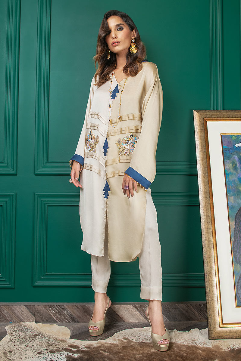 Wardha Saleem | Luxury Pret Fusion Wear | WS22-033 M Off White Zardozi