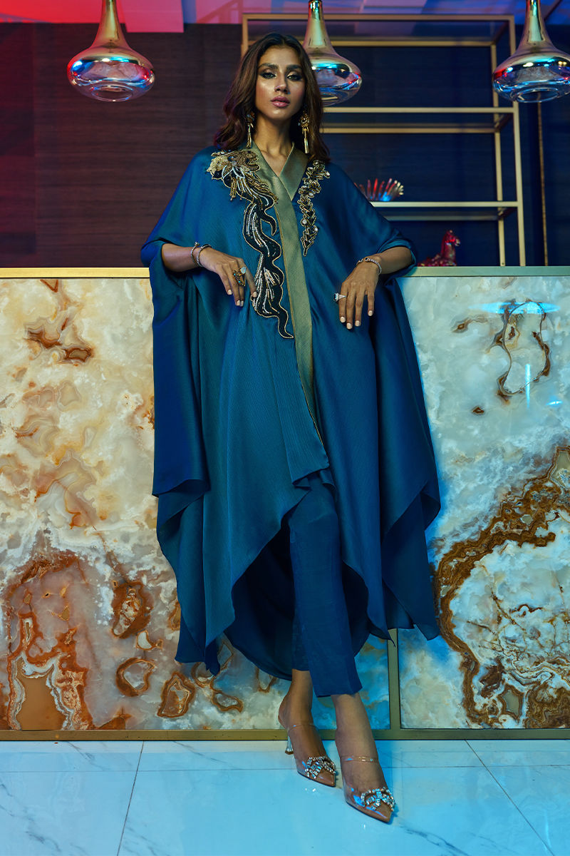 Wardha Saleem | Luxury Pret Fusion Wear | MIDNIGHT €“ FORMAL DRAPE XS Midnight Blue Female