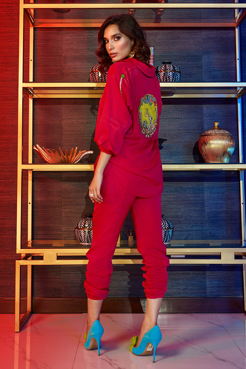 Wardha Saleem | Luxury Pret Fusion Wear | GOSSIP GIRL €“ HOT PINK CO-ORD SET XL Hot Pink Female