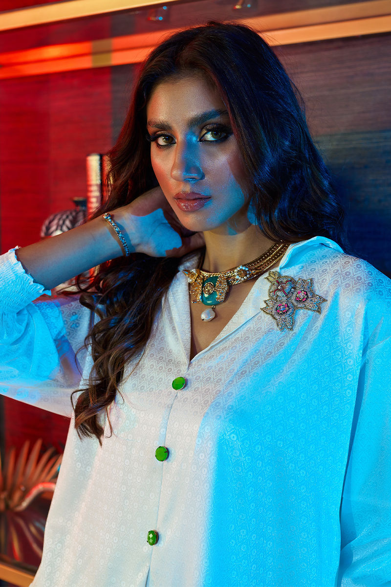 Wardha Saleem | Luxury Pret Fusion Wear | GOSSIP GIRL €“ WHITE CO-ORD SET M White Female