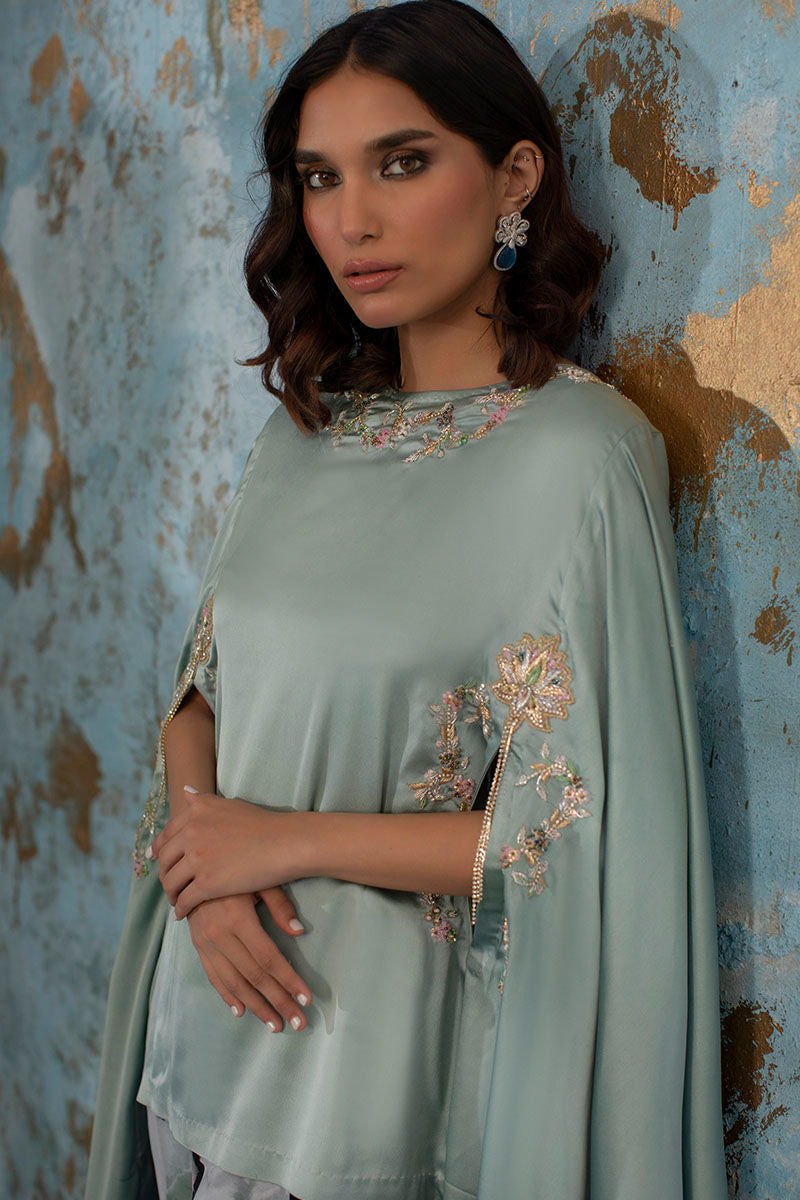 Wardha Saleem | Luxury Pret Fusion Wear | LOTUS LOVE M Greenish Gray Female