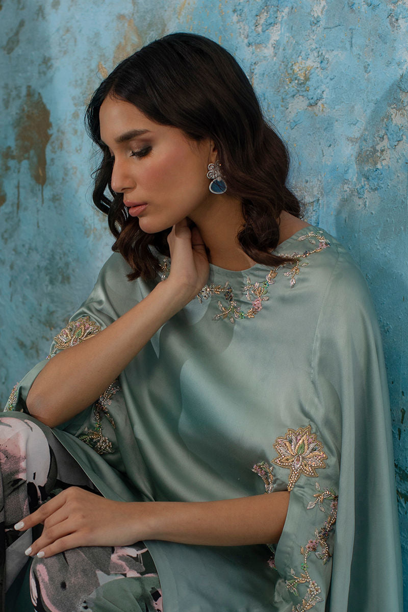 Wardha Saleem | Luxury Pret Fusion Wear | LOTUS LOVE S Greenish Gray Female
