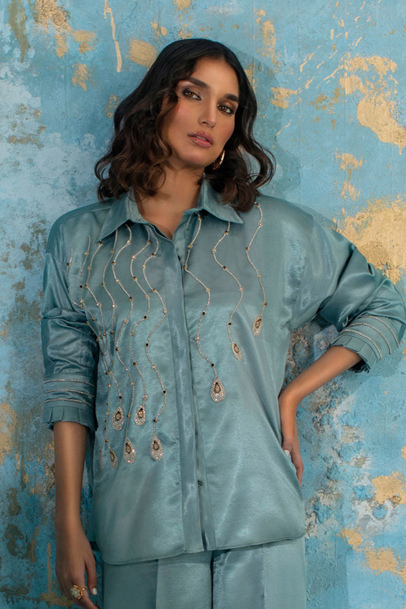 Wardha Saleem | Luxury Pret Fusion Wear | STARLET M Sky Blue Female
