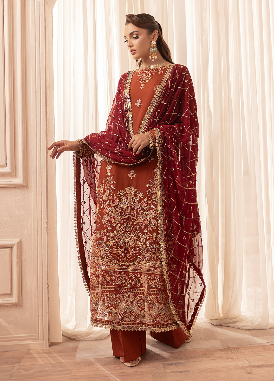Sahane | Elyssa Festive Chiffon | CT-19007 Dune - ELYSSA XL Rust Chiffon