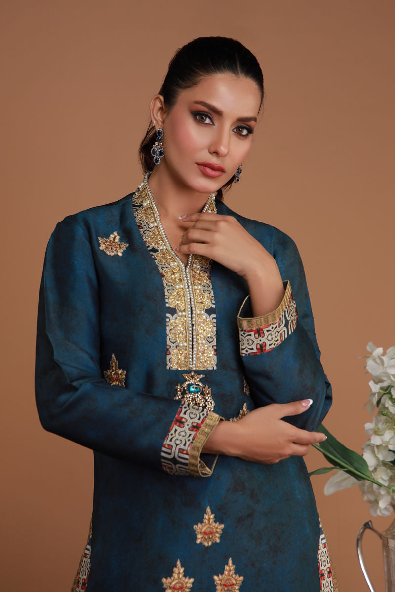 Shamaeel Ansari | Ramadan Edit 25 | RF-04 M Midnight Blue Sheesha Silk