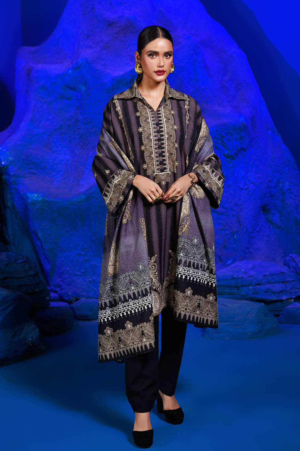 Bonanza Satrangi | Midnight Bloom 3 Pc (1W24P3P316) Grey