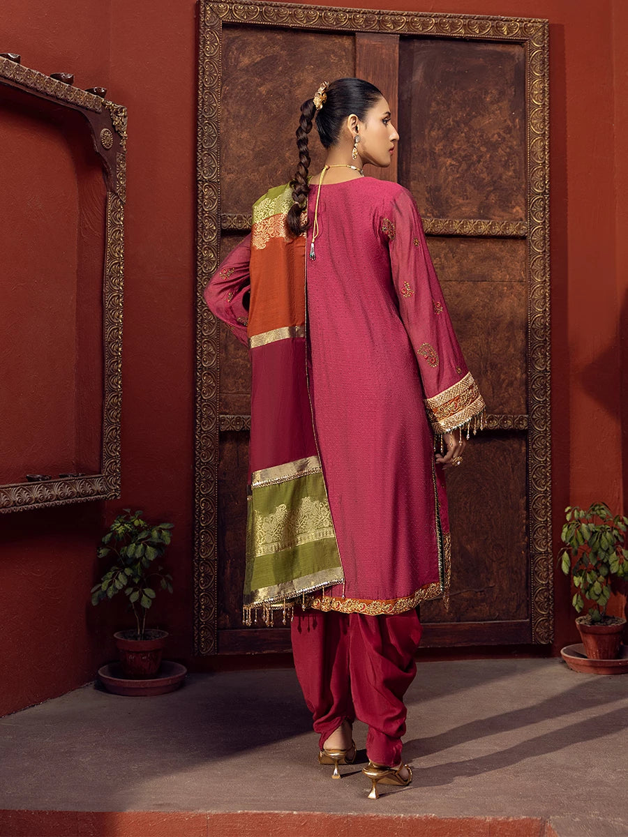 Salitex | Signature Festive Chiffon | SUNW6JI017UT S Rose Pink Textuered