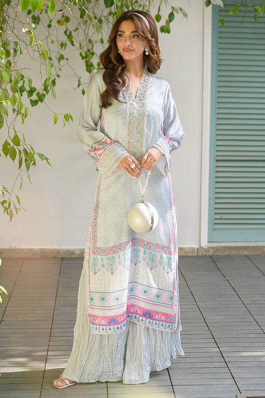 Fatima Khan | Eid Digital Silk Prints | Mod Sky XS Sky Blue