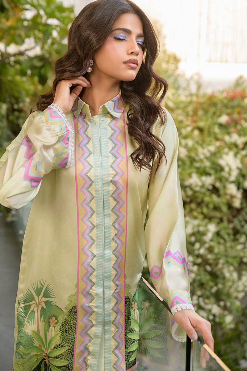 Fatima Khan | Eid Digital Silk Prints | Pastel Orchid - Pakistani Designer Dress - by Fatima Khan | Type: Ladies Clothes - 100% Original at Saira Sultan