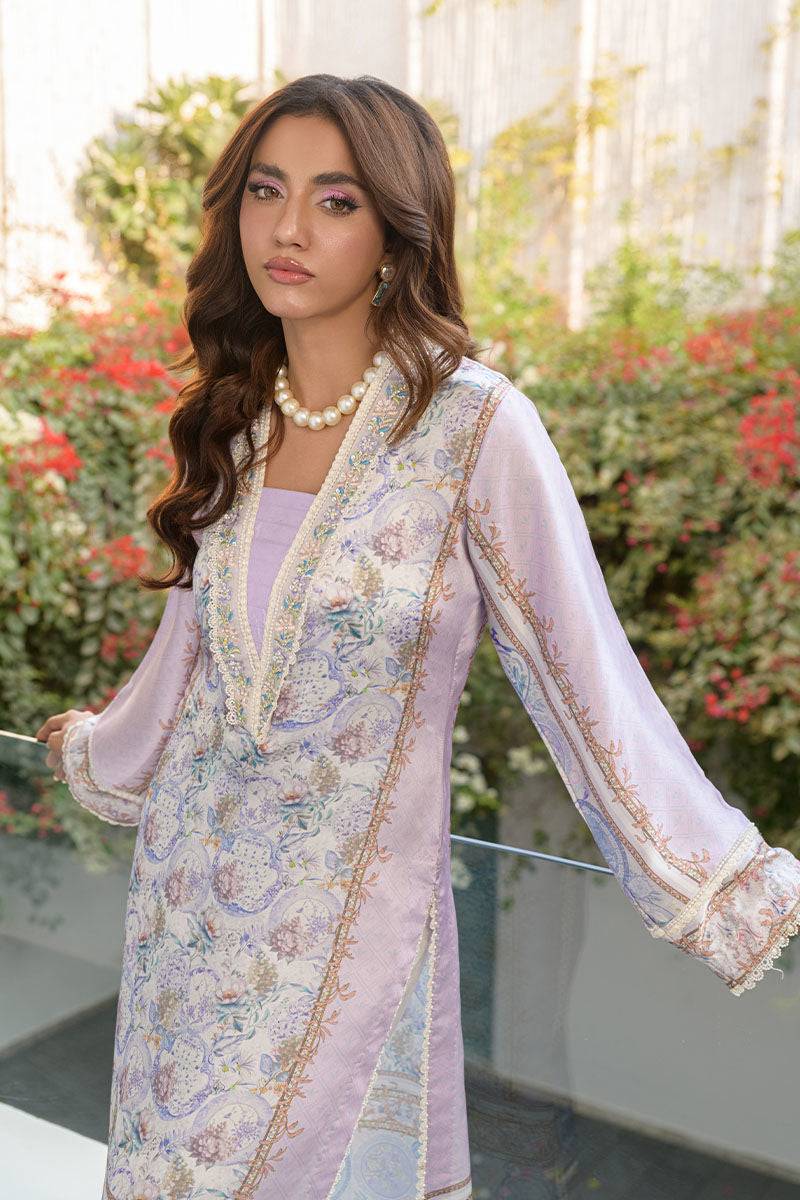 Fatima Khan | Eid Digital Silk Prints | Aqua Coral - Pakistani Designer Dress - by Fatima Khan | Type: Ladies Clothes - 100% Original at Saira Sultan