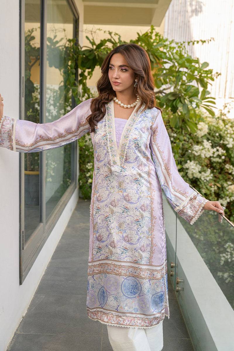 Fatima Khan | Eid Digital Silk Prints | Aqua Coral - Pakistani Designer Dress - by Fatima Khan | Type: Ladies Clothes - 100% Original at Saira Sultan