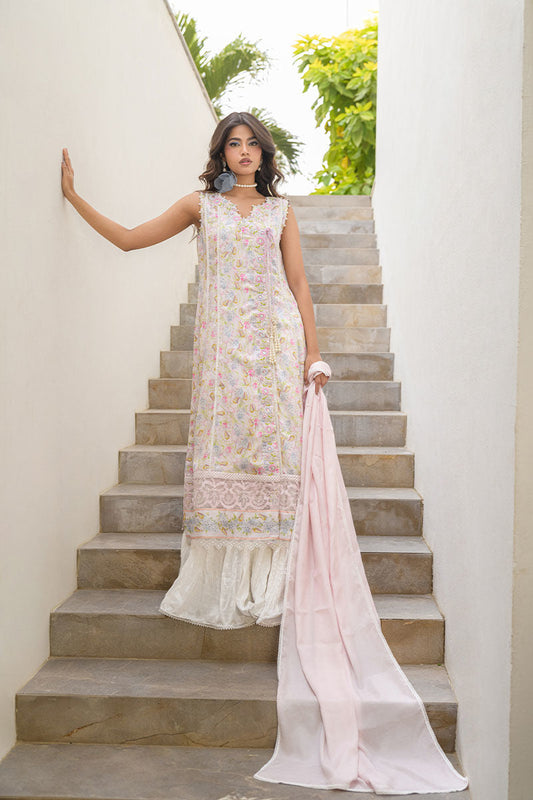 Fatima Khan | Eid Digital Silk Prints | Flora XS Ivory Silk