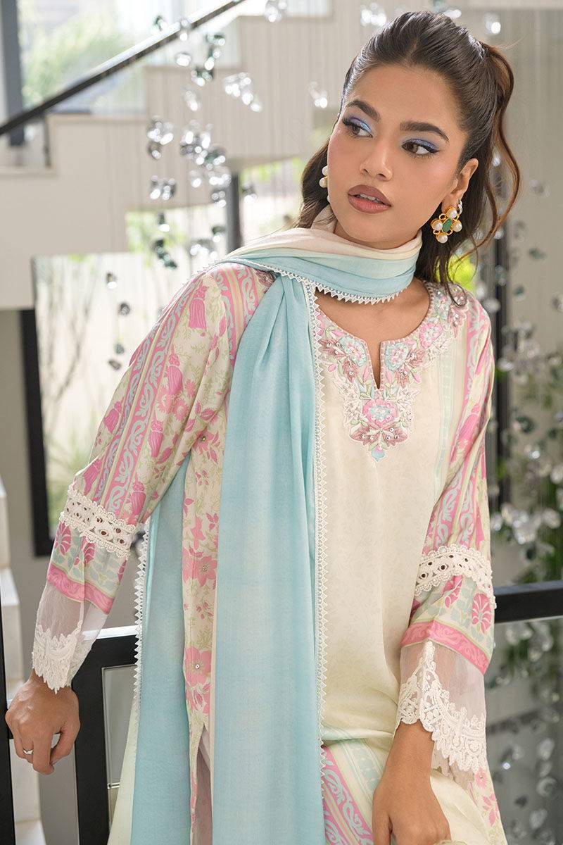 Fatima Khan | Eid Digital Silk Prints | Sage Orchid - Pakistani Designer Dress - by Fatima Khan | Type: Ladies Clothes - 100% Original at Saira Sultan