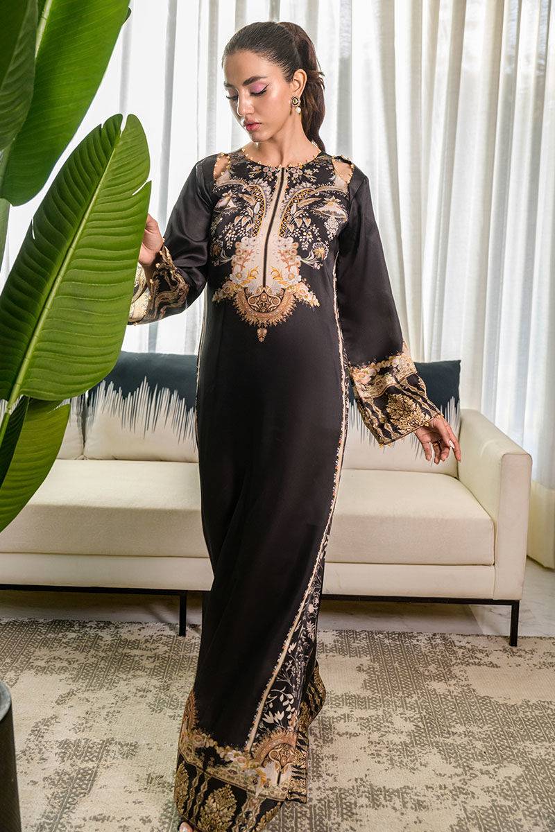 Fatima Khan | Eid Digital Silk Prints | Black Opal - Pakistani Designer Dress - by Fatima Khan | Type: Ladies Clothes - 100% Original at Saira Sultan