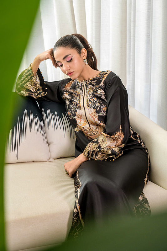 Fatima Khan | Eid Digital Silk Prints | Black Opal XS Black Silk