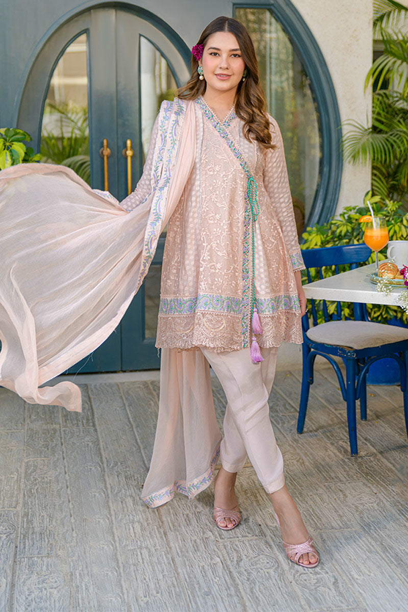 Fatima Khan | La Fleur Eid Edit | Peach Please S Mauve Cotton Net