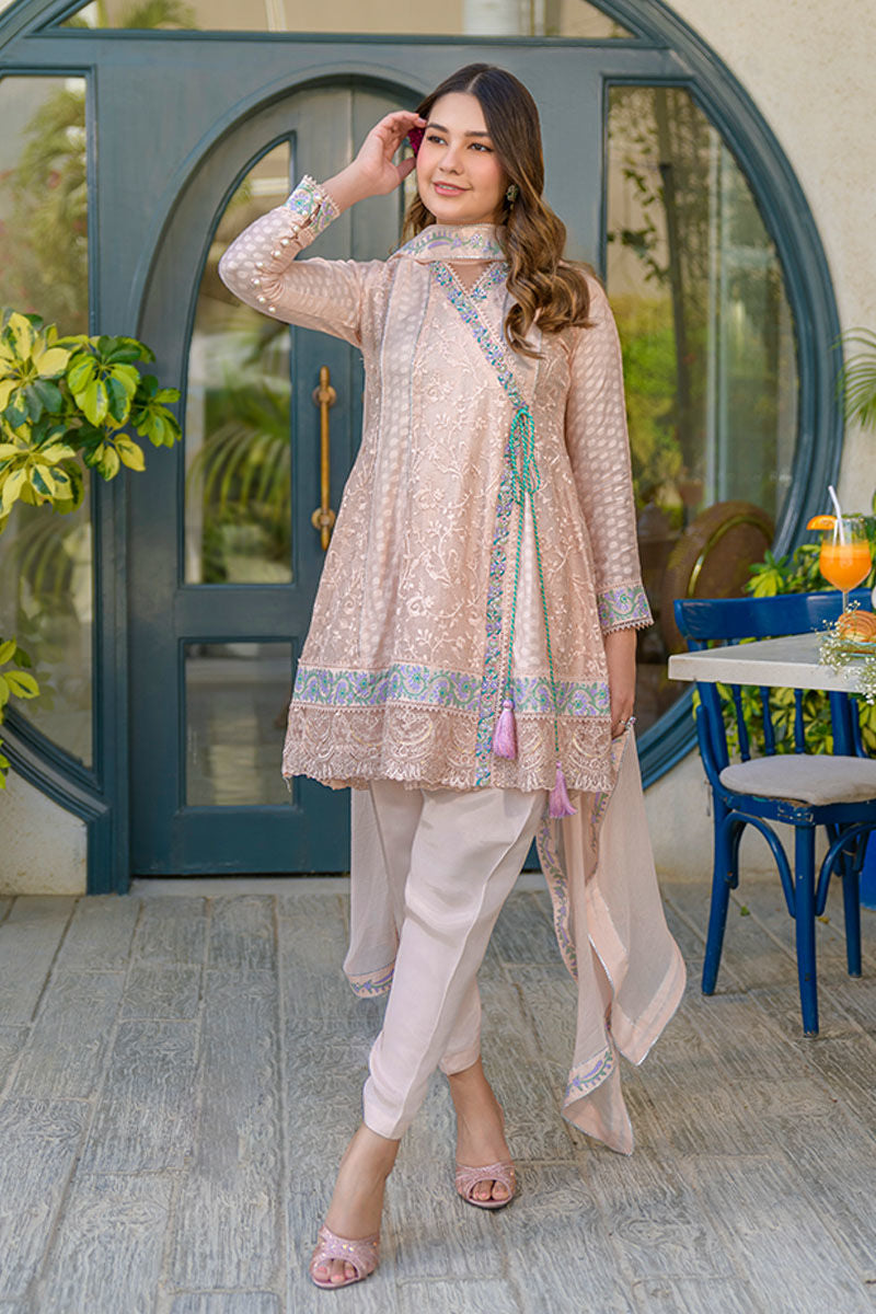Fatima Khan | La Fleur Eid Edit | Peach Please XL Mauve Cotton Net