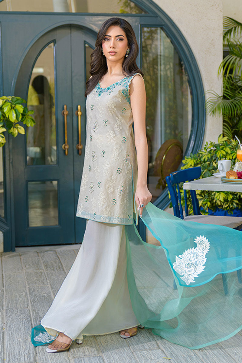Fatima Khan | La Fleur Eid Edit | Minty Fresh S Cream Russian silk