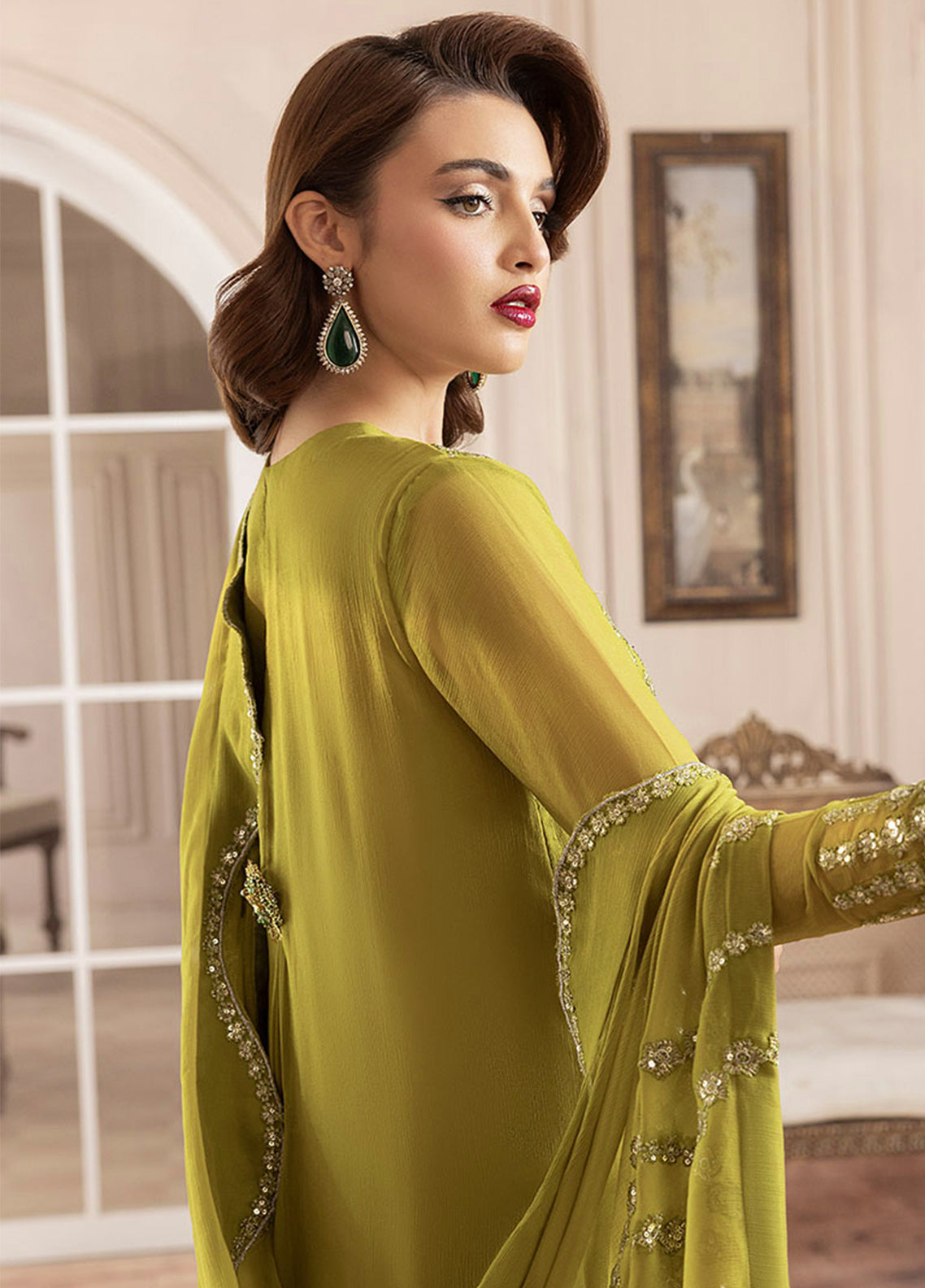 Sahane | Elyssa Festive Chiffon | CT-19001 Eve - ELYSSA S Olive Green Chiffon