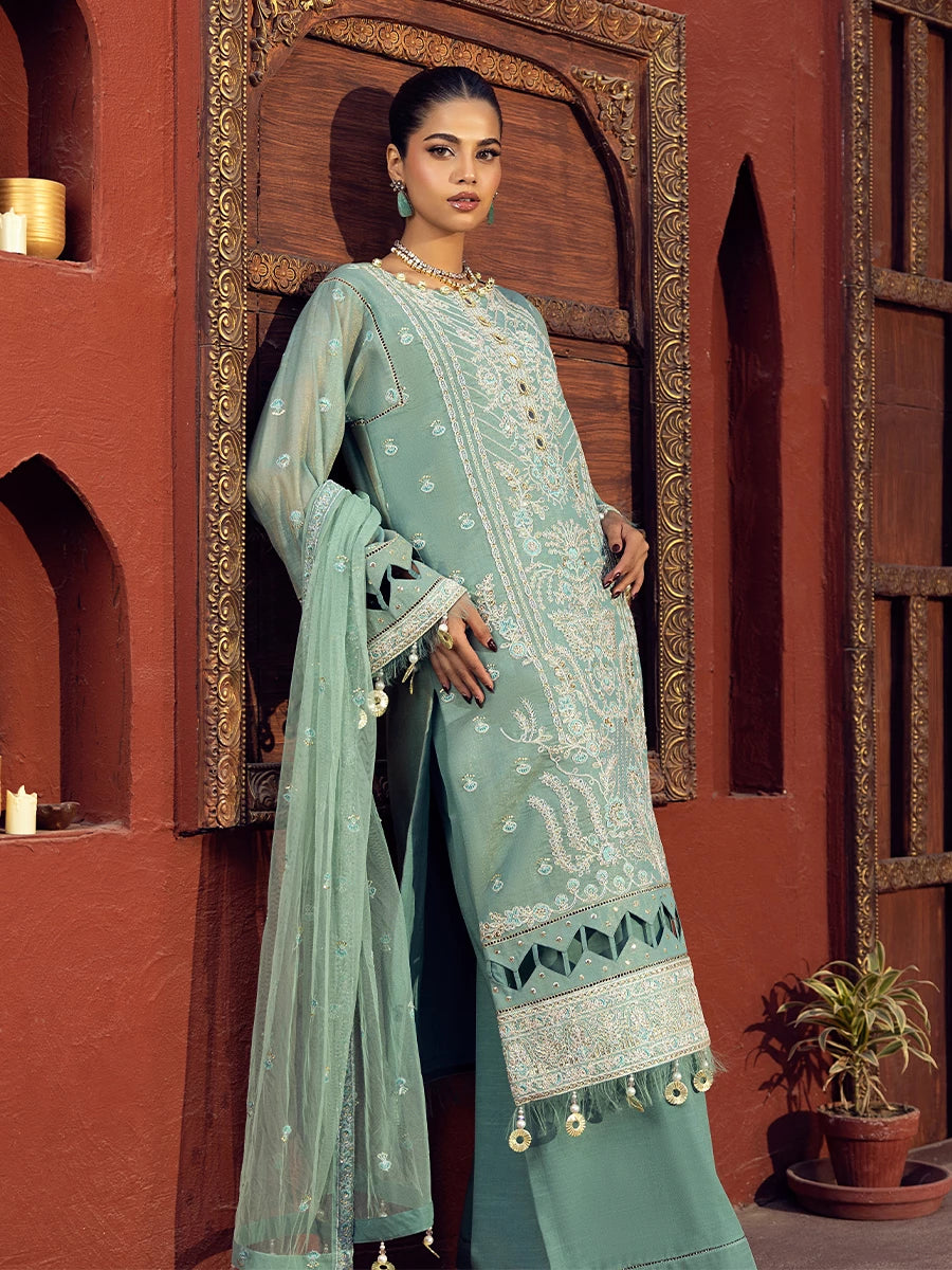 Salitex | Signature Festive Chiffon | SUNW6JI013UT M Sage Green Zari
