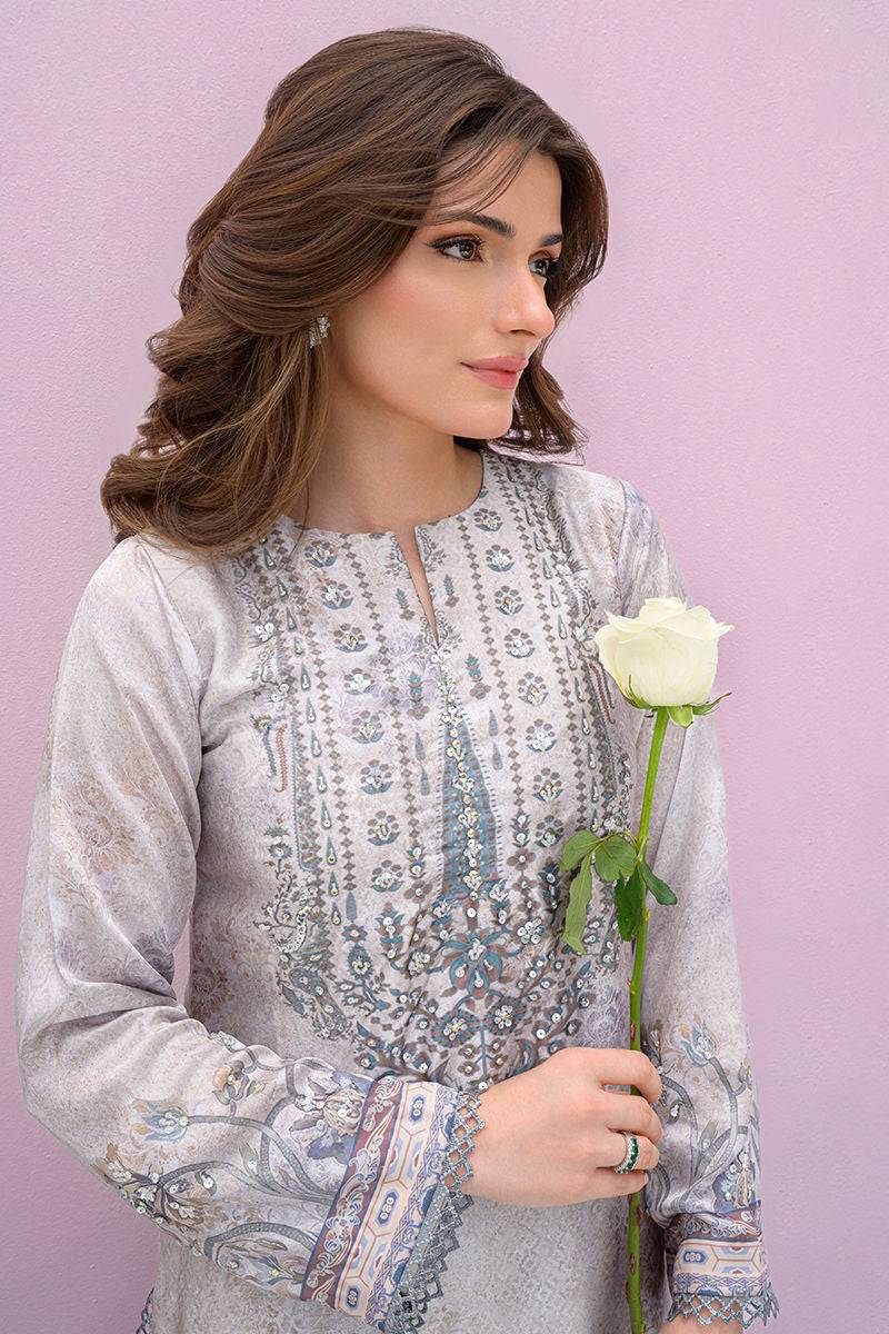 Fatima Khan | Eid Digital Silk Prints | Moonlit Grace - Pakistani Designer Dress - by Fatima Khan | Type: Ladies Clothes - 100% Original at Saira Sultan