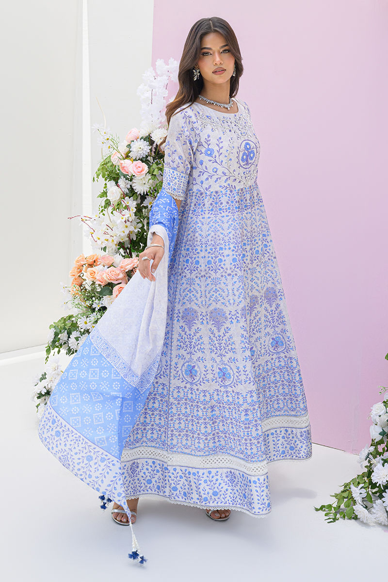 Fatima Khan | Prints and Petals | Azure Blue - Pakistani Designer Dress - by Fatima Khan - Type : Ladies Clothes - 100% Original at Saira Sultan