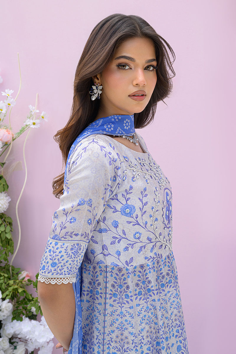 Fatima Khan | Prints and Petals | Azure Blue - Pakistani Designer Dress - by Fatima Khan - Type : Ladies Clothes - 100% Original at Saira Sultan