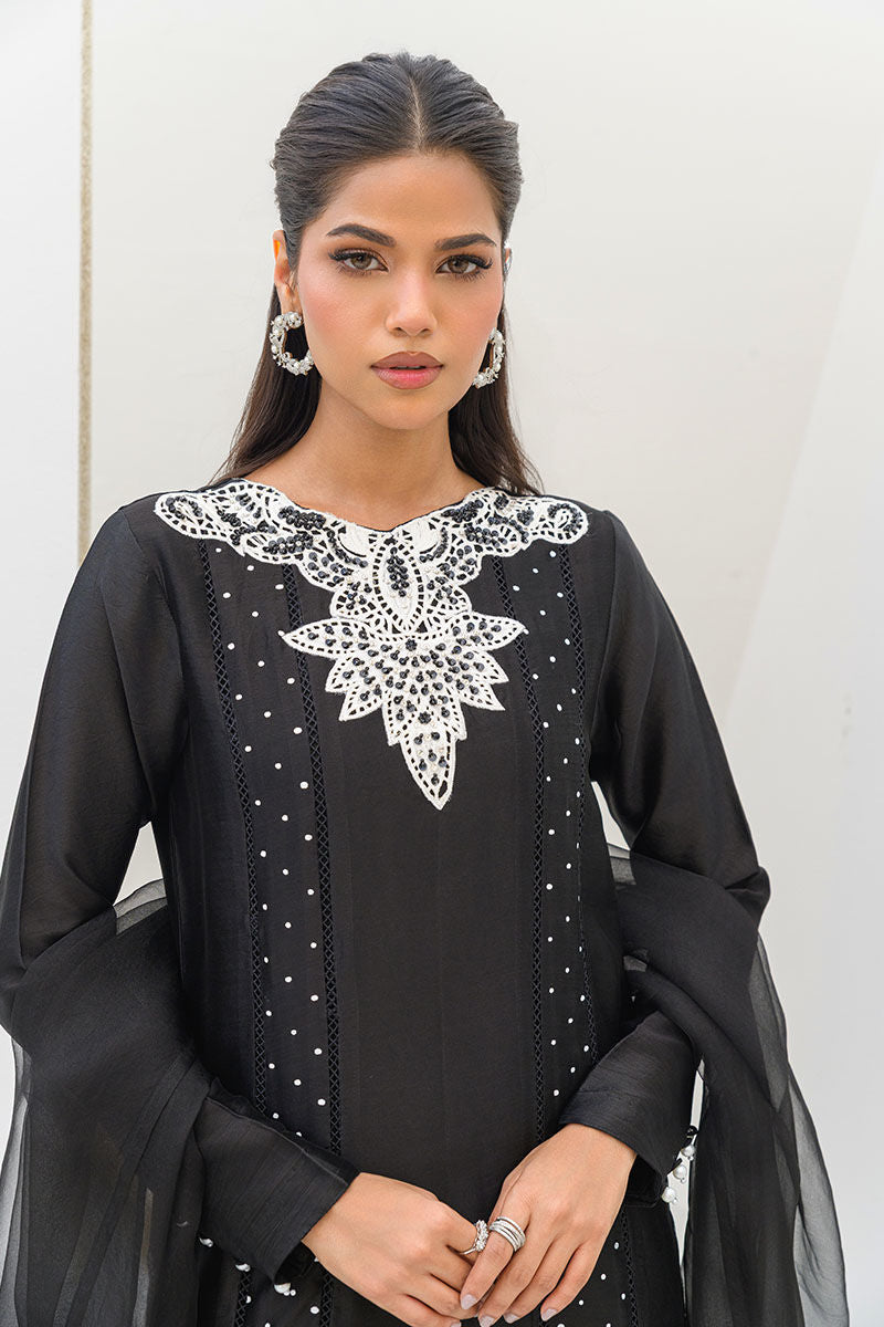 Fatima Khan | Serene Eid Luxe Pret | Obsidian M Black Sheesha Silk