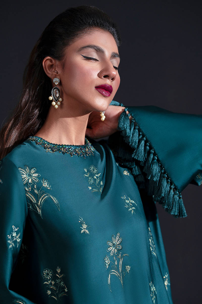MNR | Chai Coffee Luxury Pret | Jade Moon M Sea Green Satin Silk