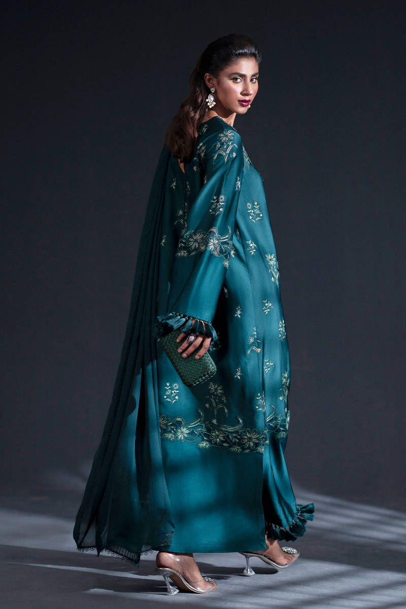 MNR | Chai Coffee Luxury Pret | Jade Moon S Sea Green Satin Silk