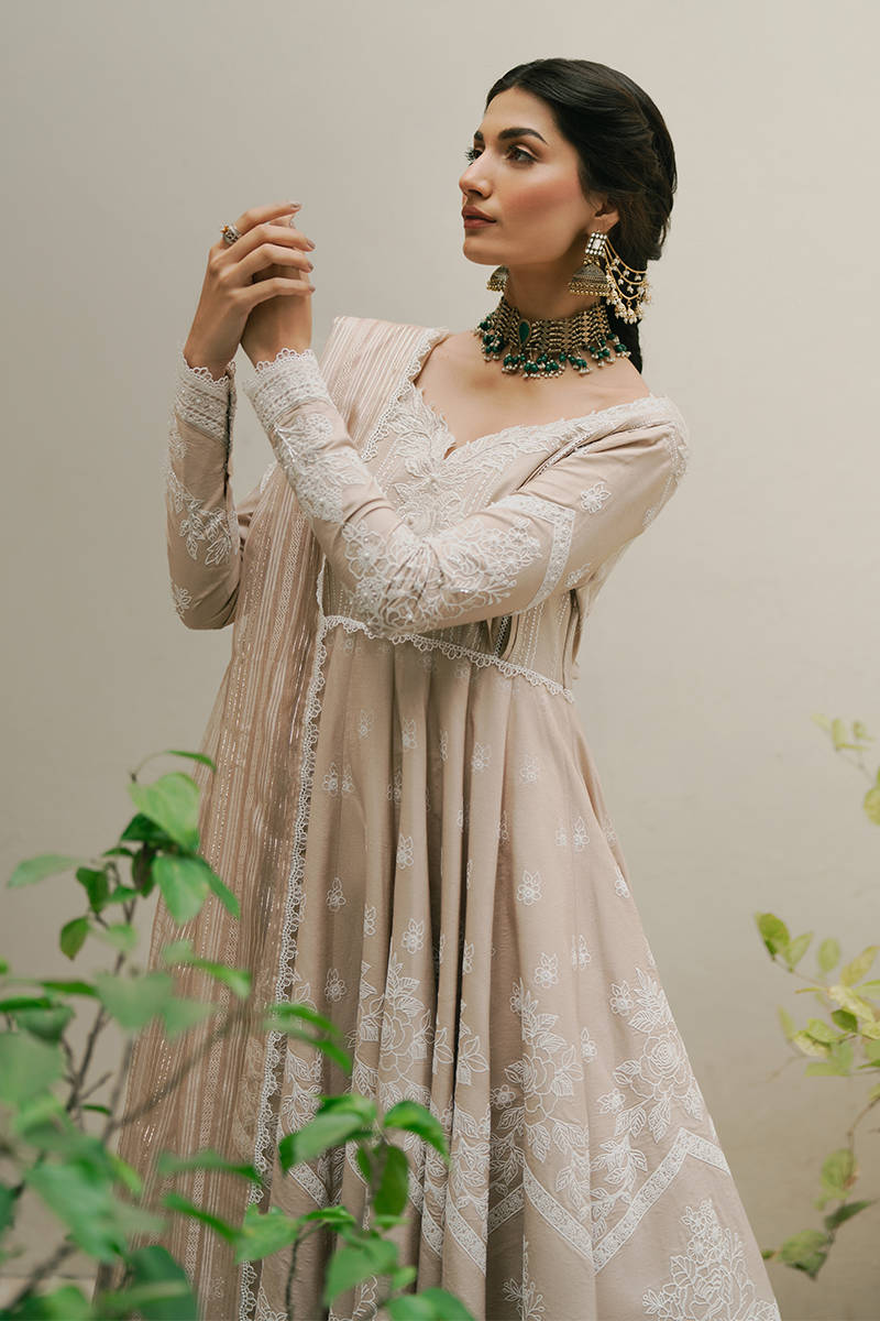 MNR | Ashiyana Festive Eid Collection 25 | Ayla L Beige Cotton Net