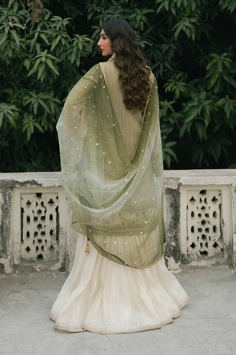 MNR | Ashiyana Festive Eid Collection 25 | Ayzal S Olive Cotton Net