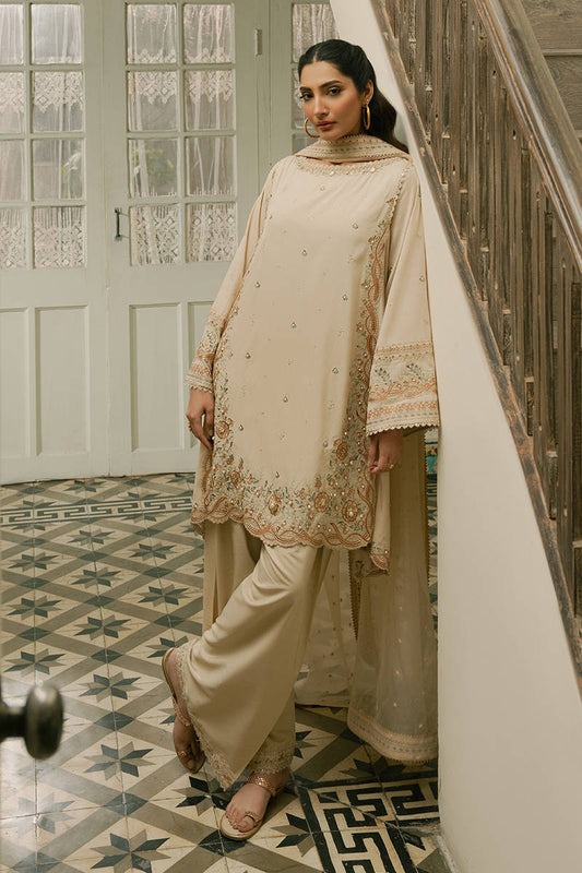 MNR | Ashiyana Festive Eid Collection 25 | Zaina XS Beige Cotton Net