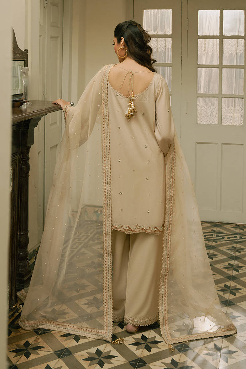 MNR | Ashiyana Festive Eid Collection 25 | Zaina S Beige Cotton Net
