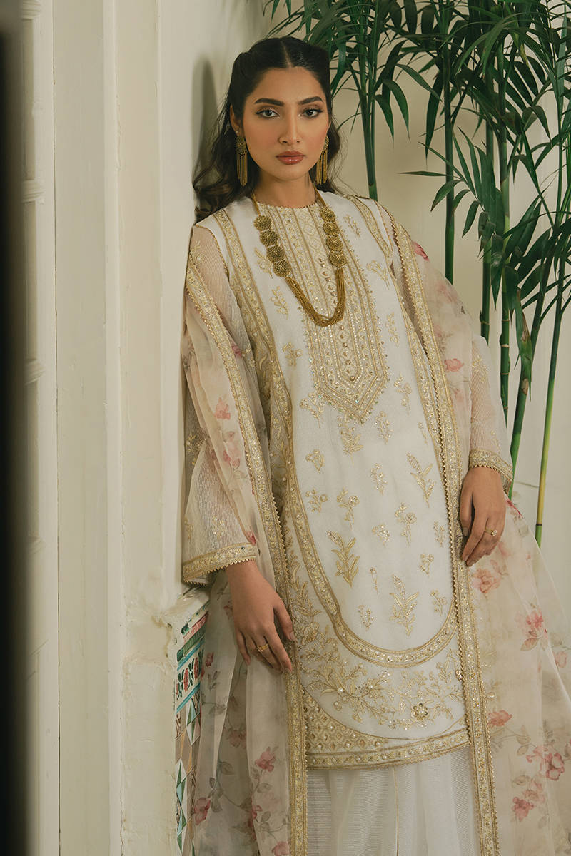 MNR | Ashiyana Festive Eid Collection 25 | Anaya S Off White Paper Silk