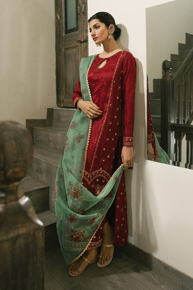 MNR | Ashiyana Festive Eid Collection 25 | Gulaal S Maroon Samen Silk