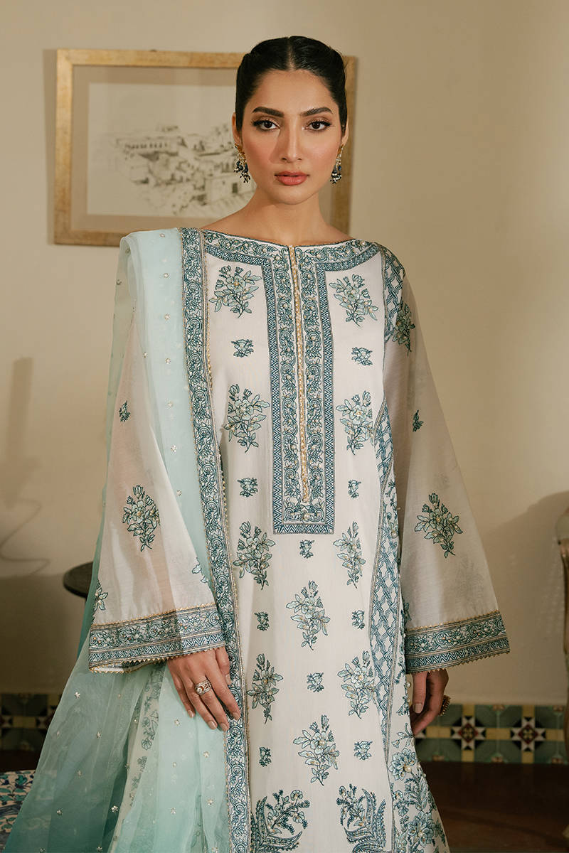 MNR | Ashiyana Festive Eid Collection 25 | Aroos XL White Paper Silk