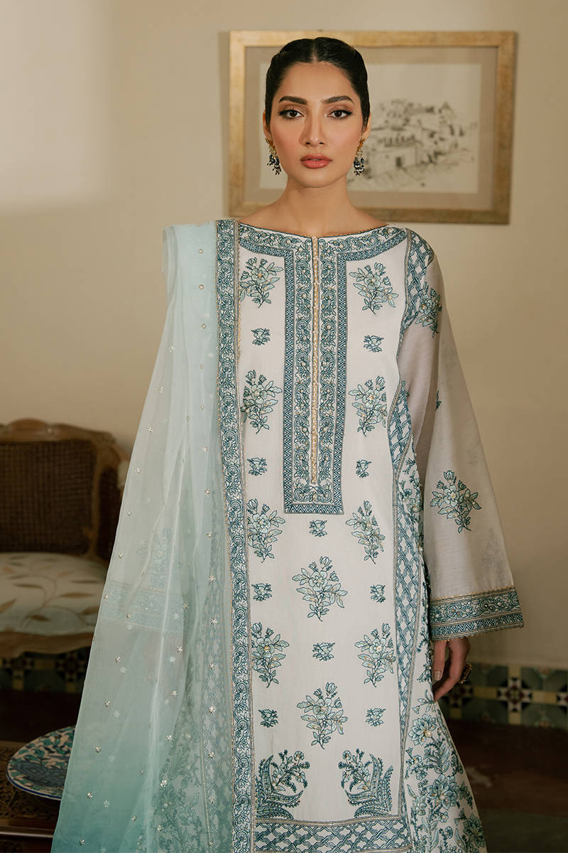 MNR | Ashiyana Festive Eid Collection 25 | Aroos M White Paper Silk