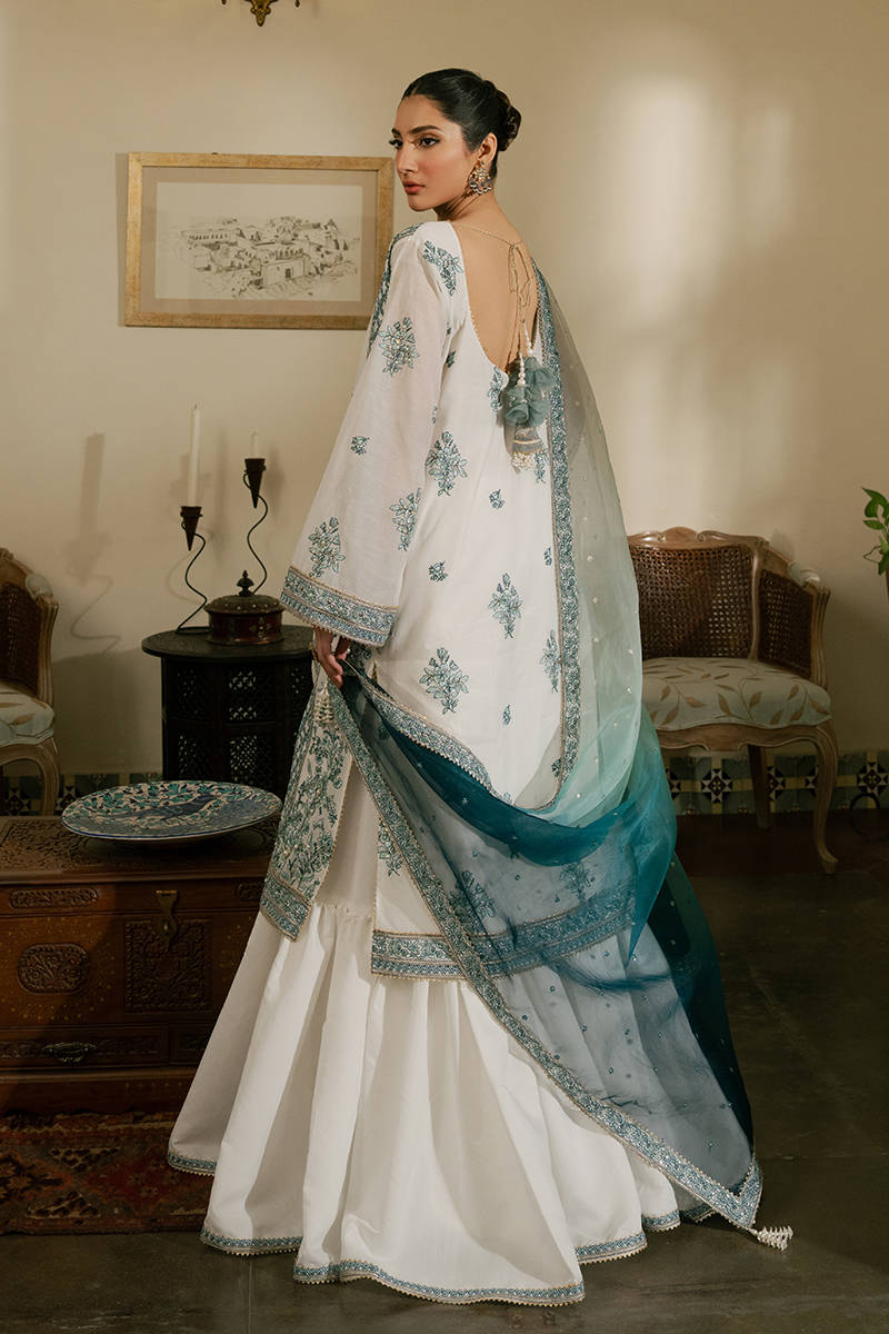 MNR | Ashiyana Festive Eid Collection 25 | Aroos S White Paper Silk