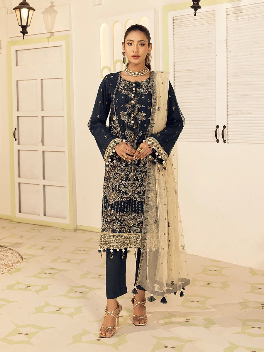 Salitex | Signature Festive Chiffon | SUNW6NO006UT XS Navy Blue Cotton Net