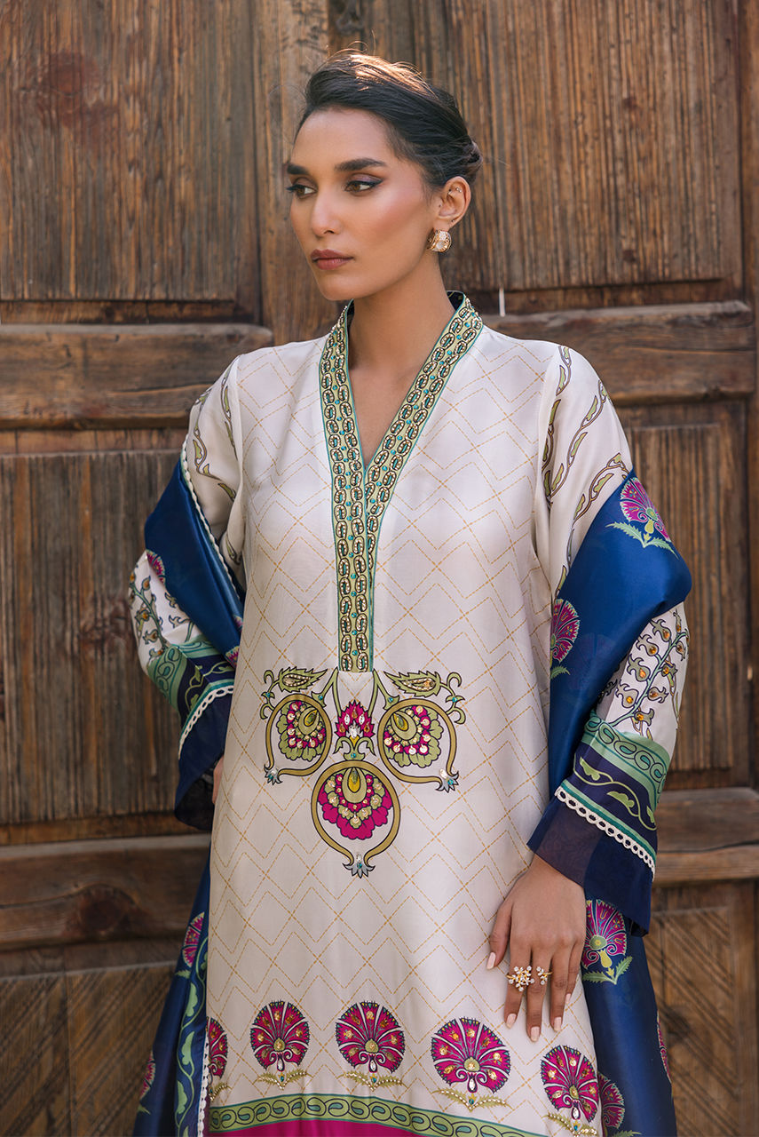 Deepak Perwani | Eid Edit 25 | KUD04 L Off White Pure Silk