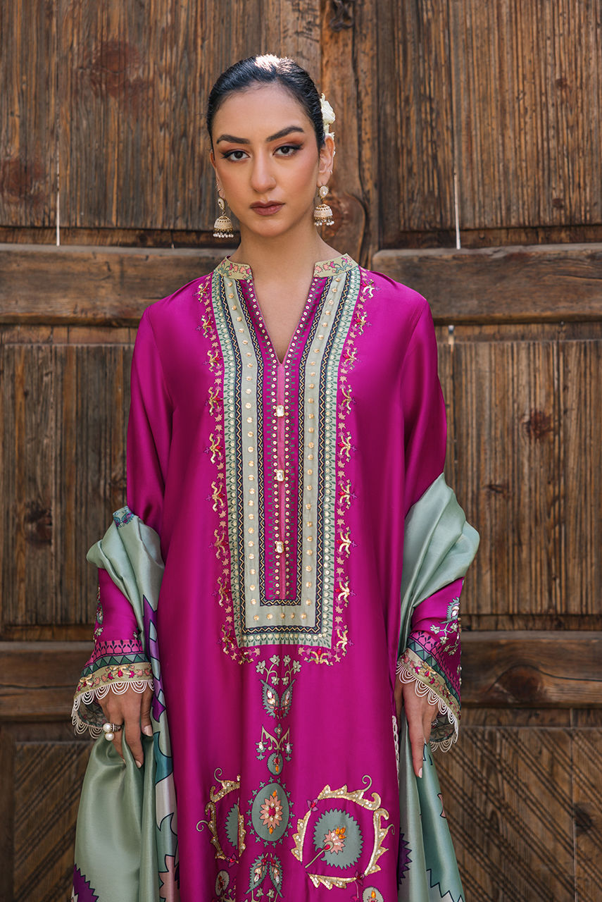 Deepak Perwani | Eid Edit 25 | KUD05 L Magenta Pure Silk