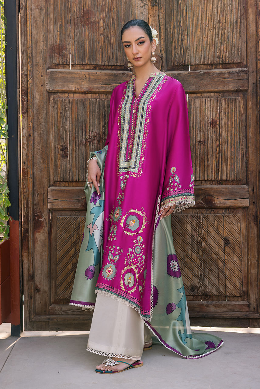 Deepak Perwani | Eid Edit 25 | KUD05 XL Magenta Pure Silk