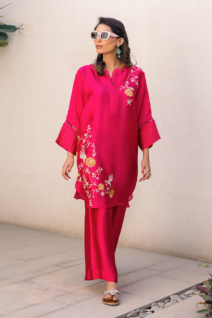 Deepak Perwani | Eid Edit 25 | Kut319 XL Hot Pink Sheesha Silk