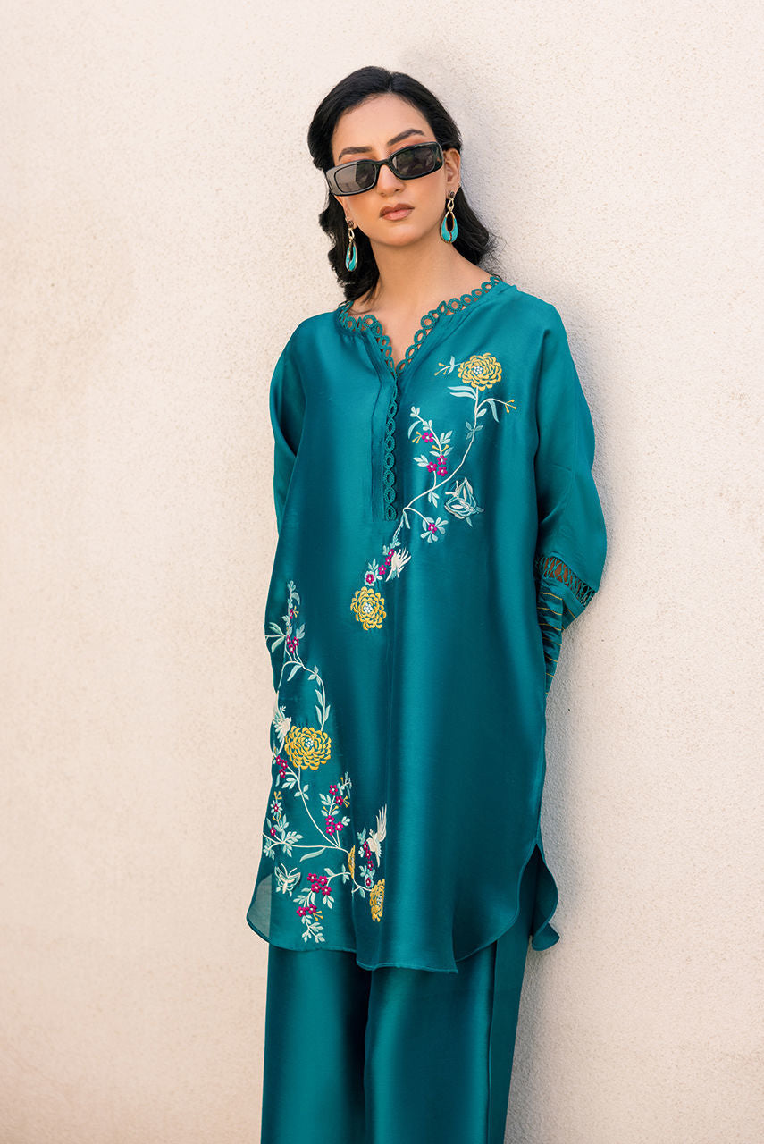 Deepak Perwani | Eid Edit 25 | Kut320 L Teal Sheesha Silk