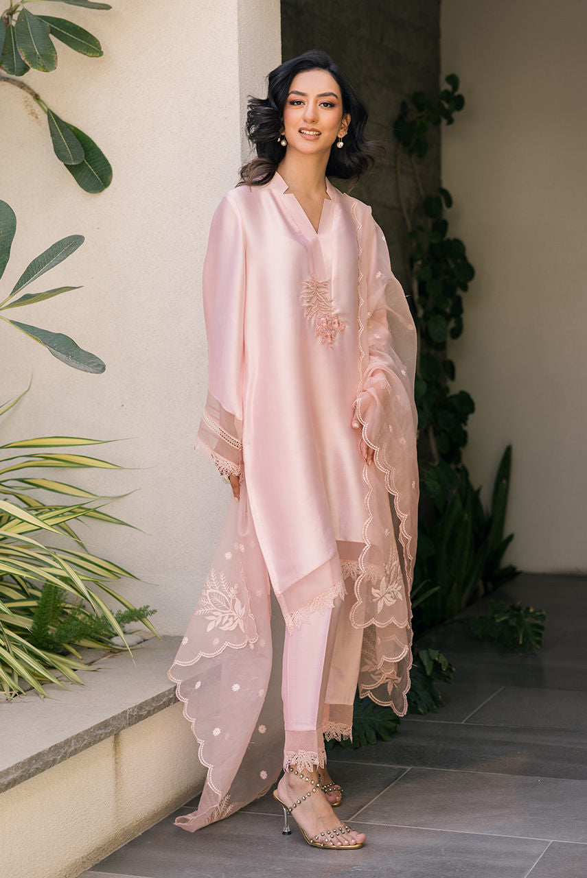 Deepak Perwani | Eid Edit 25 | Kut322 S Rose Pink Sheesha Silk