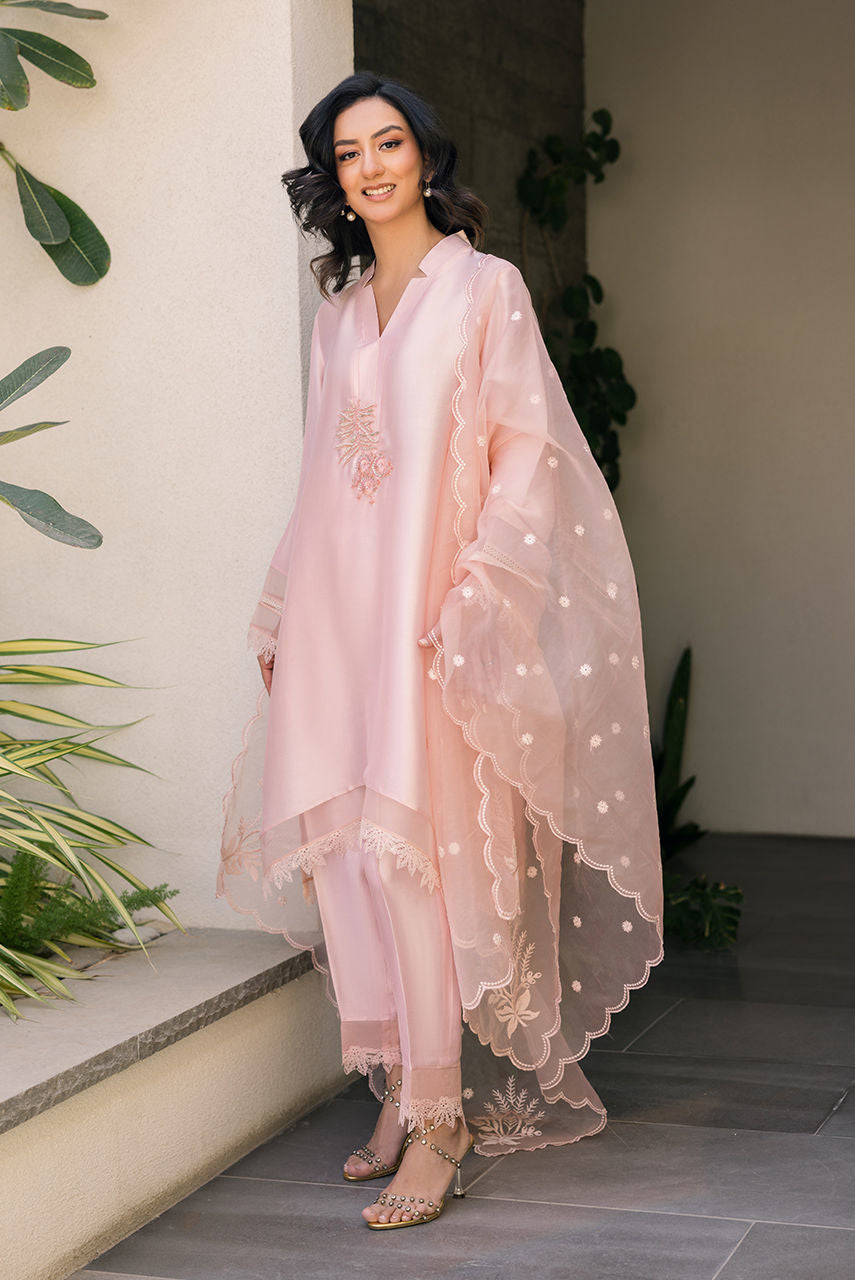 Deepak Perwani | Eid Edit 25 | Kut322 XL Rose Pink Sheesha Silk