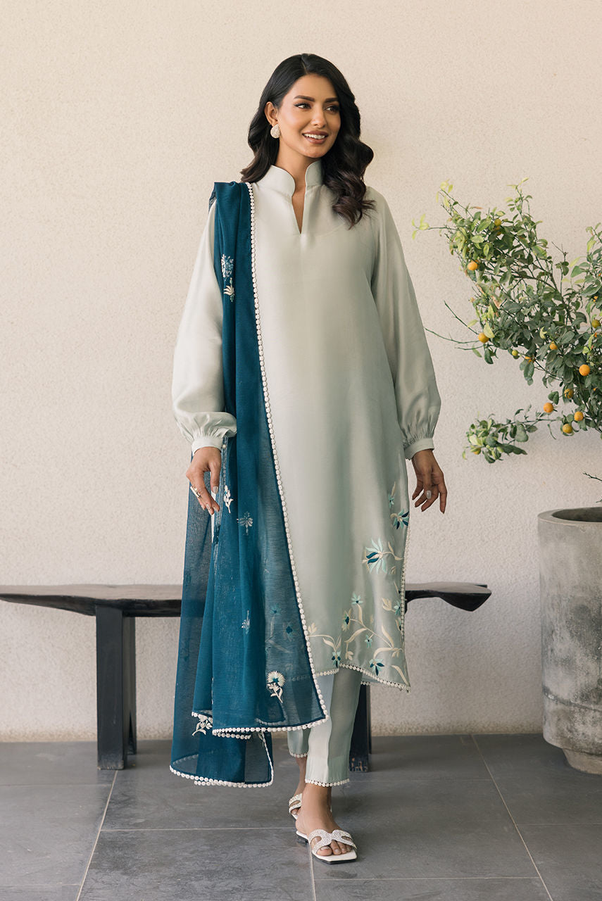 Deepak Perwani | Eid Edit 25 | Kut323 S Ice Blue Sheesha Silk