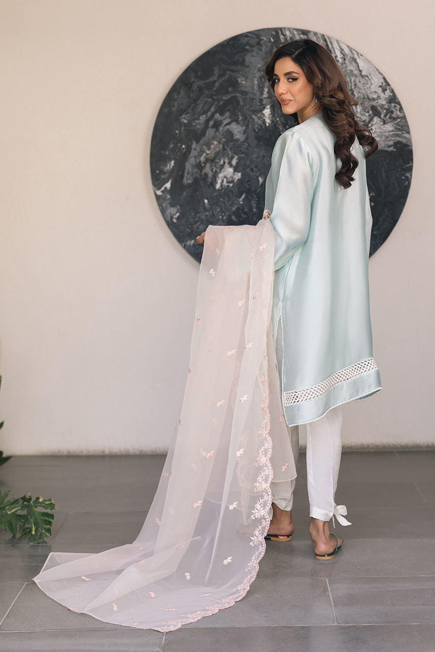 Deepak Perwani | Eid Edit 25 | Kut326 M Ice Blue Sheesha Silk